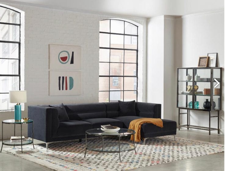 Hetfield Upholstered Channeled Tufted Sectional Indigo