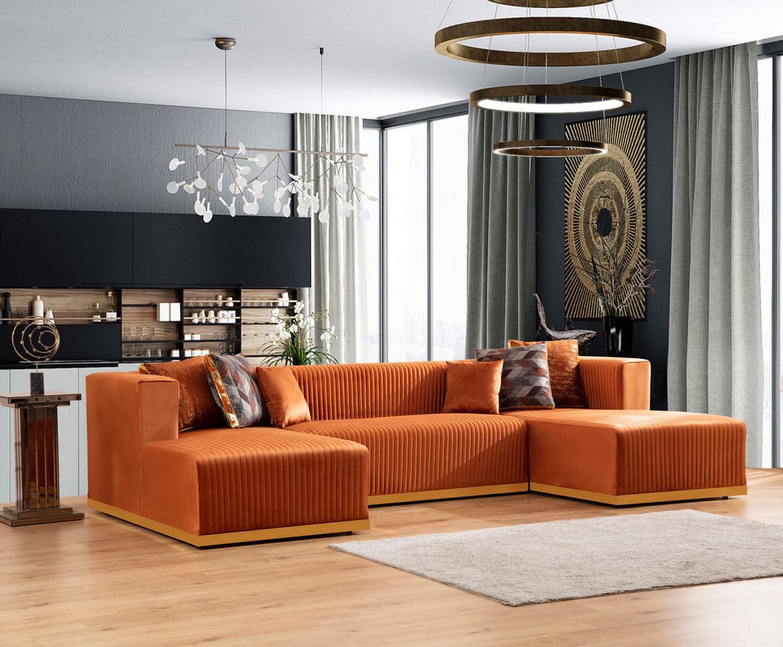 Juliana Velvet Double Chaise Sectional