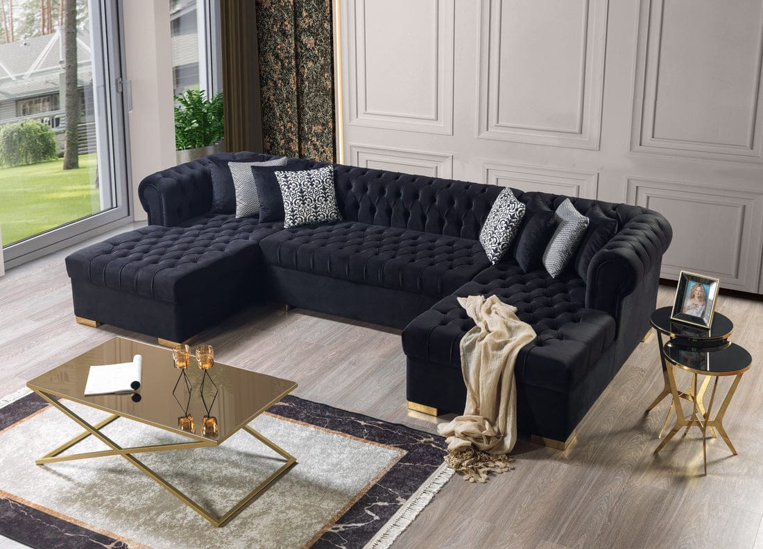 Lauren  Velvet Double Chaise Sectional