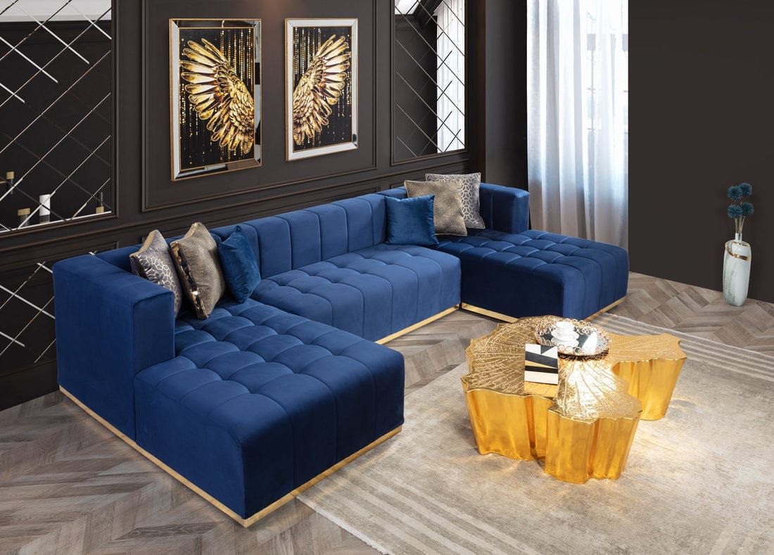 Elisha Velvet Double Chaise Sectional