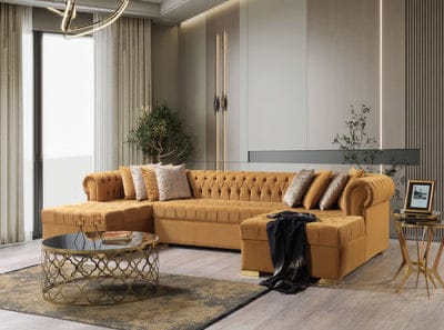 Lauren  Velvet Double Chaise Sectional