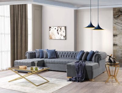 Lauren  Velvet Double Chaise Sectional