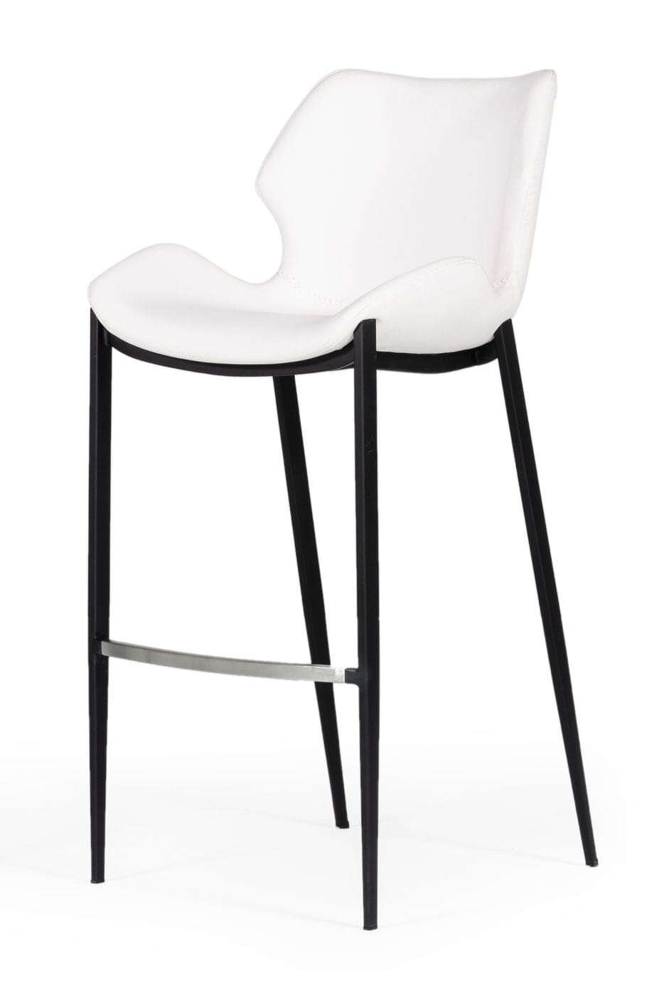 Modrest Ithaca - Modern White Leatherette Bar Stool (Set of 2)