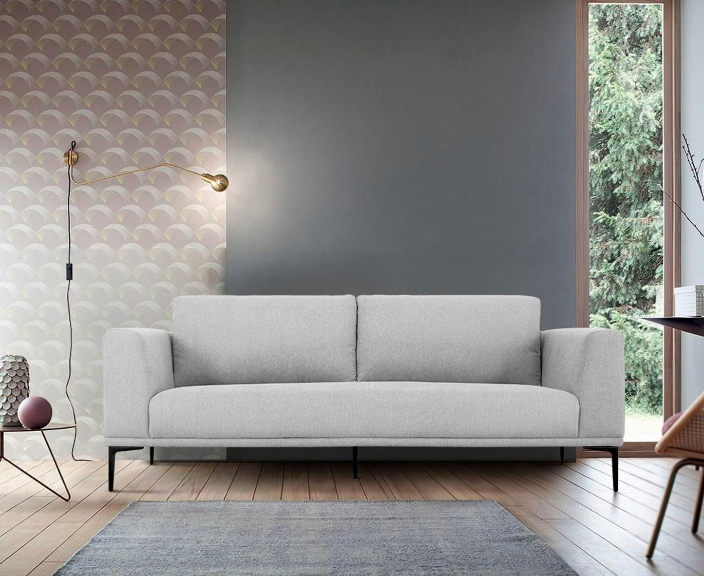 Divani Casa Jada - Modern Light Grey Loveseat