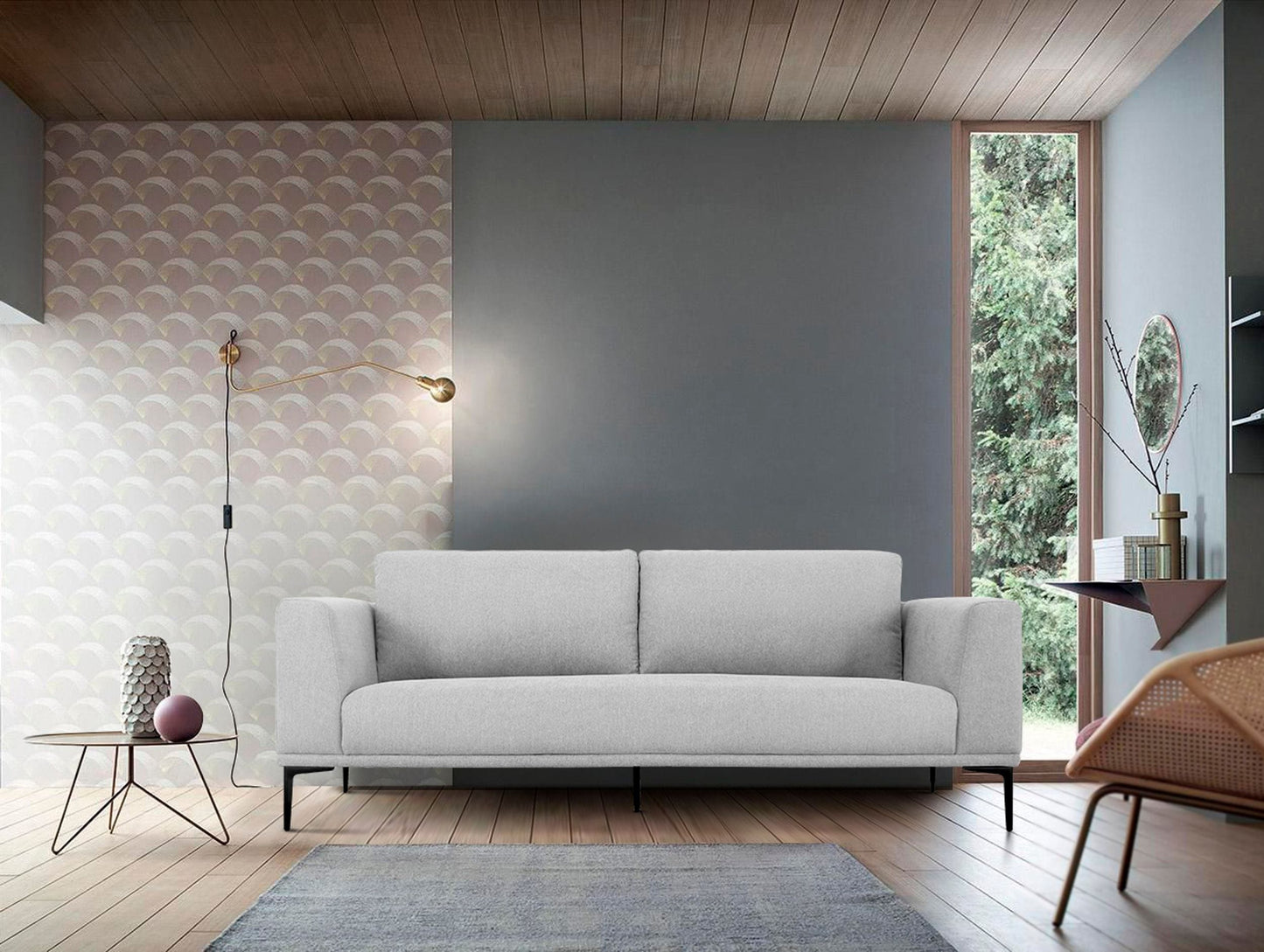 Divani Casa Jada - Modern Light Grey Fabric Sofa