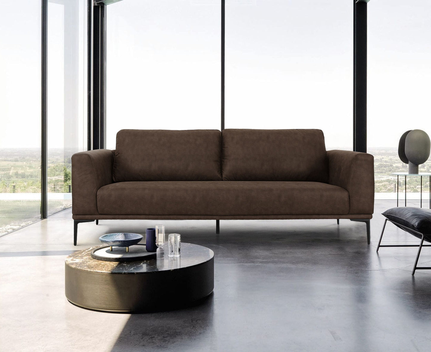 Divani Casa Jada - Modern Brown Fabric Loveseat
