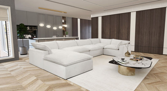 Divani Casa Kellogg - Modern White U Shaped Feather Sectional Sofa