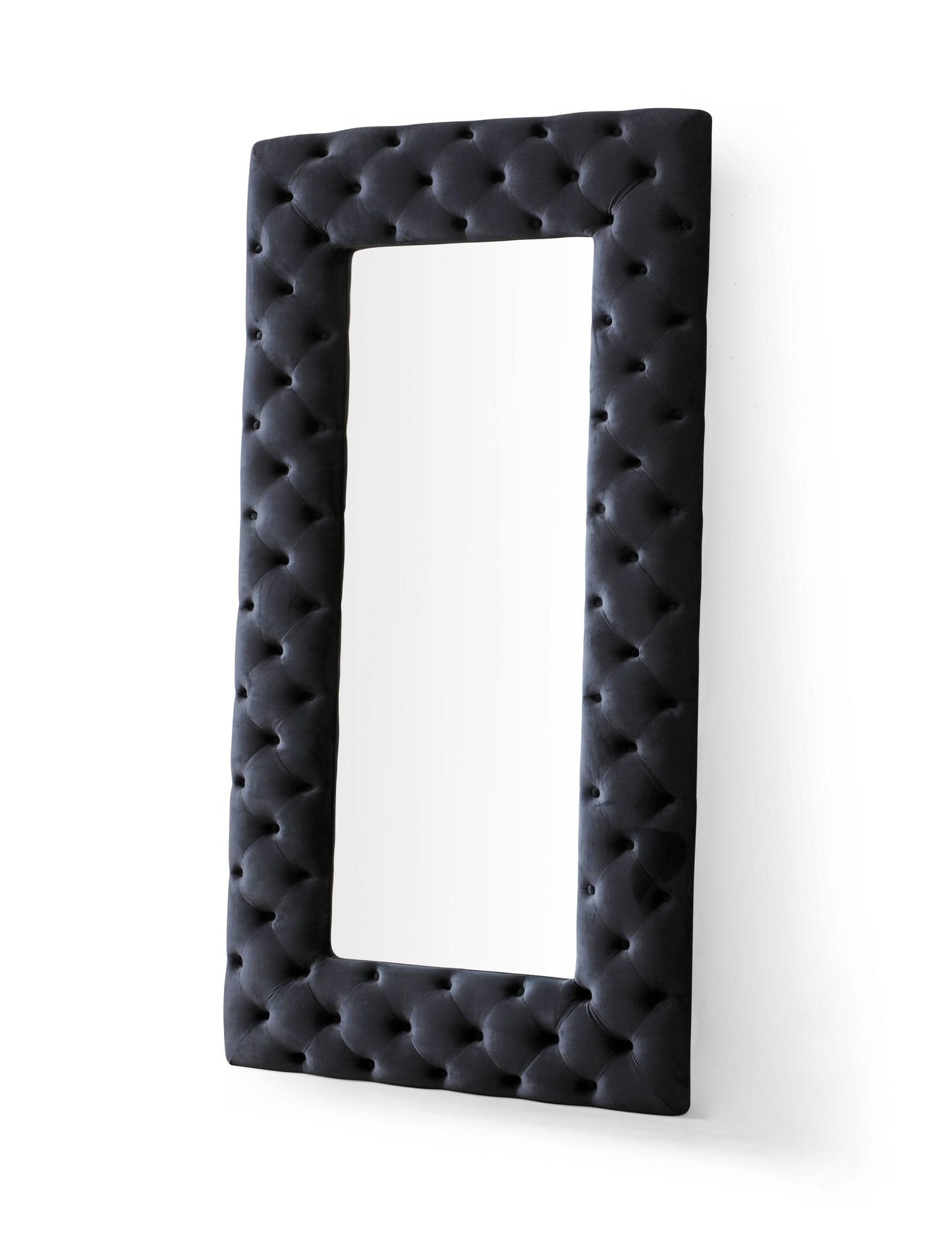 Modrest Legend - Transitional Black Velvet Floor Mirror