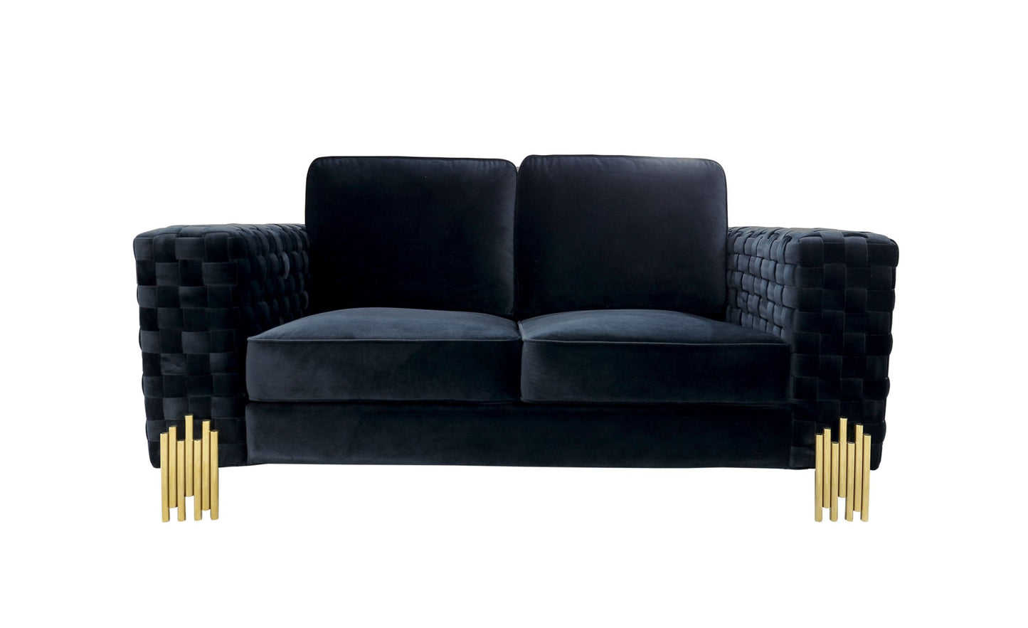 Divani Casa Lori - Modern Velvet Glam Black & Gold Loveseat