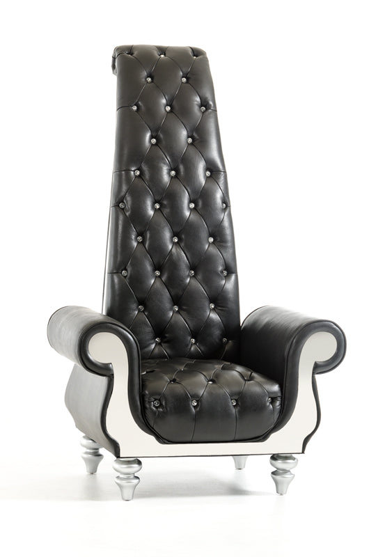 Divani Casa Luxe Neo-Clasical Black Italian Leather Tall Chair
