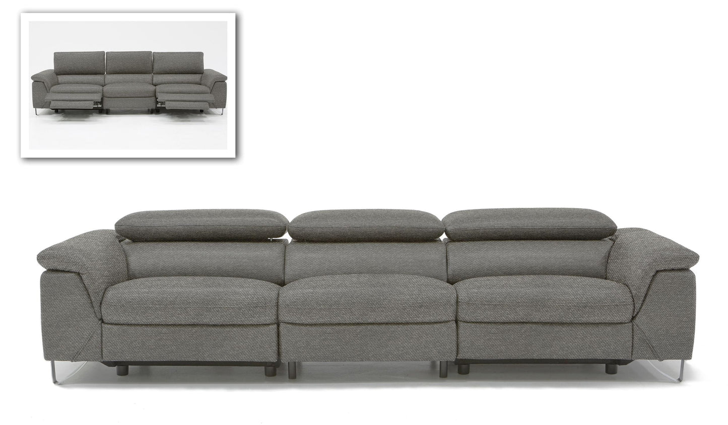 Divani Casa Maine - Modern Dark Grey Fabric Sofa w/ Electric Recliners