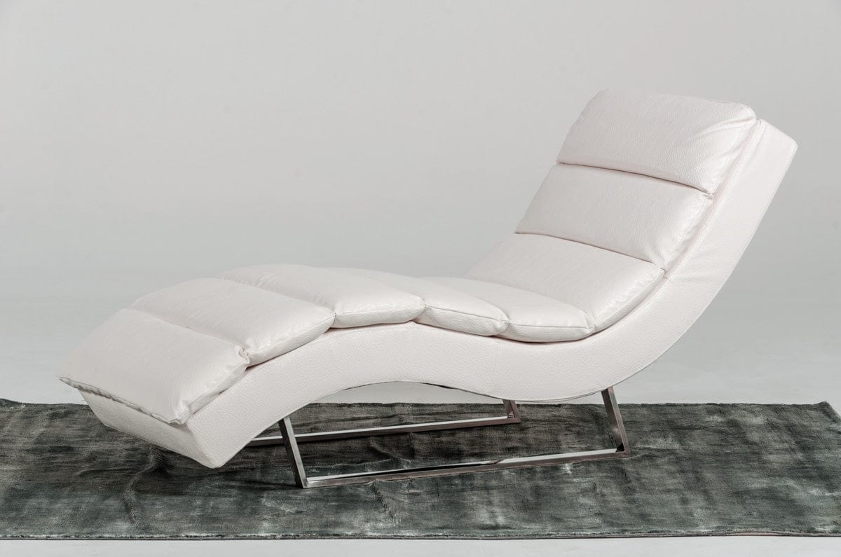 Divani Casa Trance - Modern White Leatherette Chaise