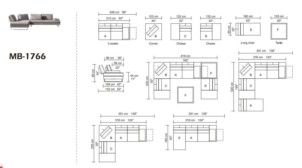 Divani Casa Baxter - Modern Grey Fabric Sectional Sofa + Coffee Table