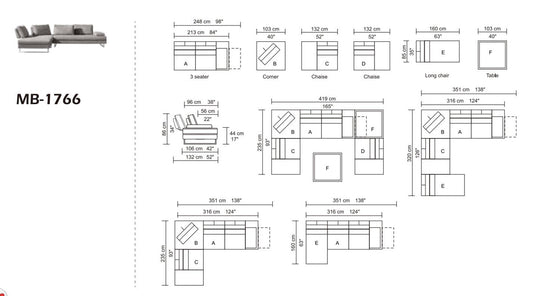 Divani Casa Baxter - Modern Grey Fabric Sectional Sofa + Coffee Table