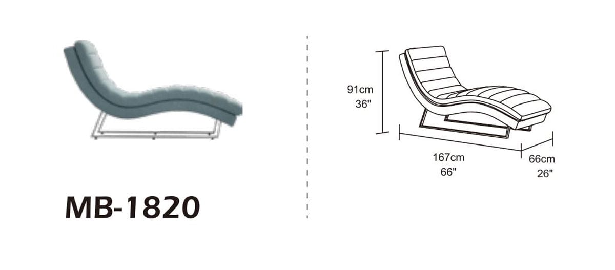 Divani Casa Auburn Modern Contemporary Plush Grey Fabric Lounge Chaise