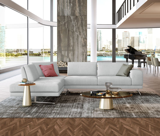 Coronelli Collezioni Mood - Contemporary Light Grey Leather Left Facing Sectional Sofa