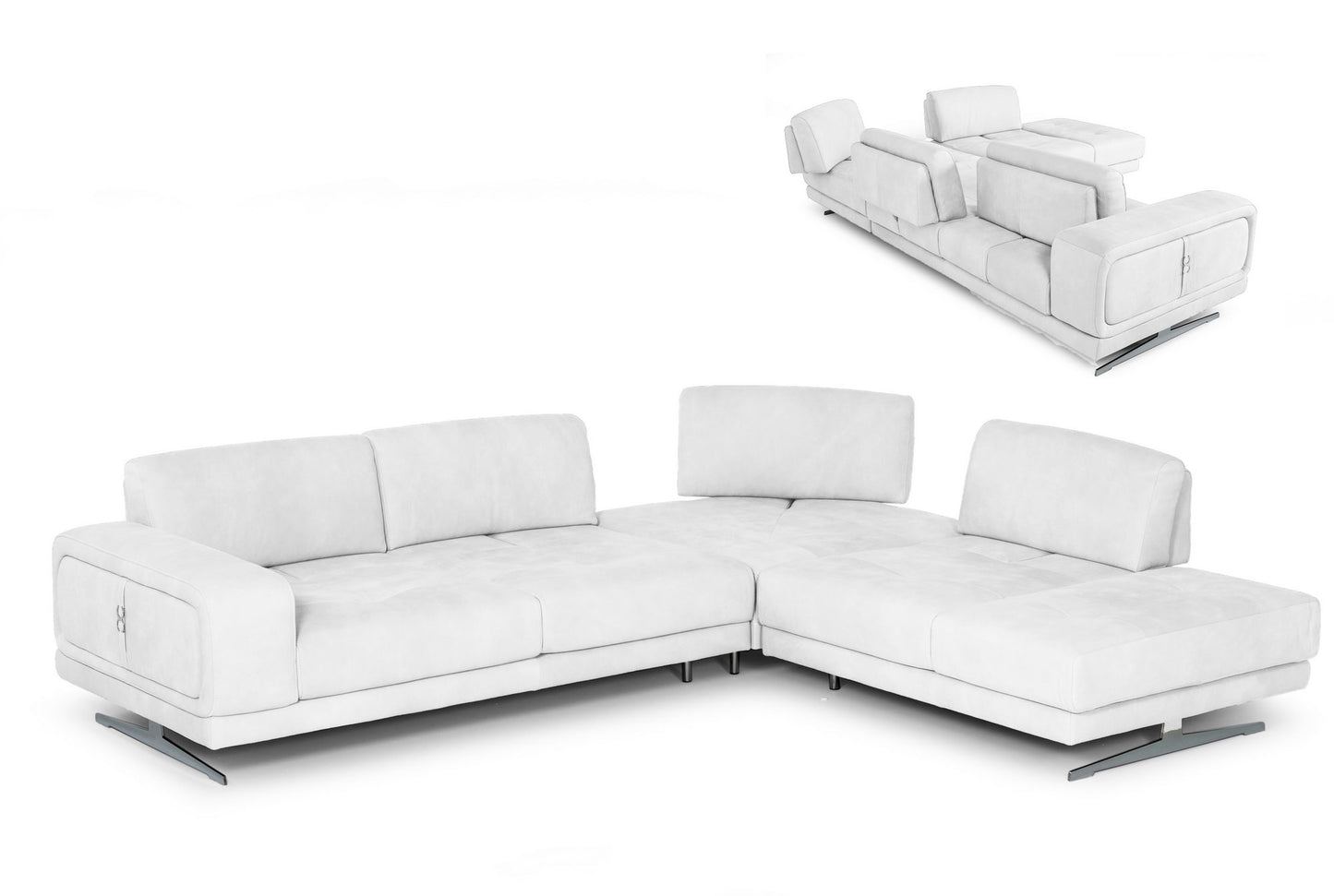 Coronelli Collezioni Mood - Italian White Leather Right Facing Sectional Sofa