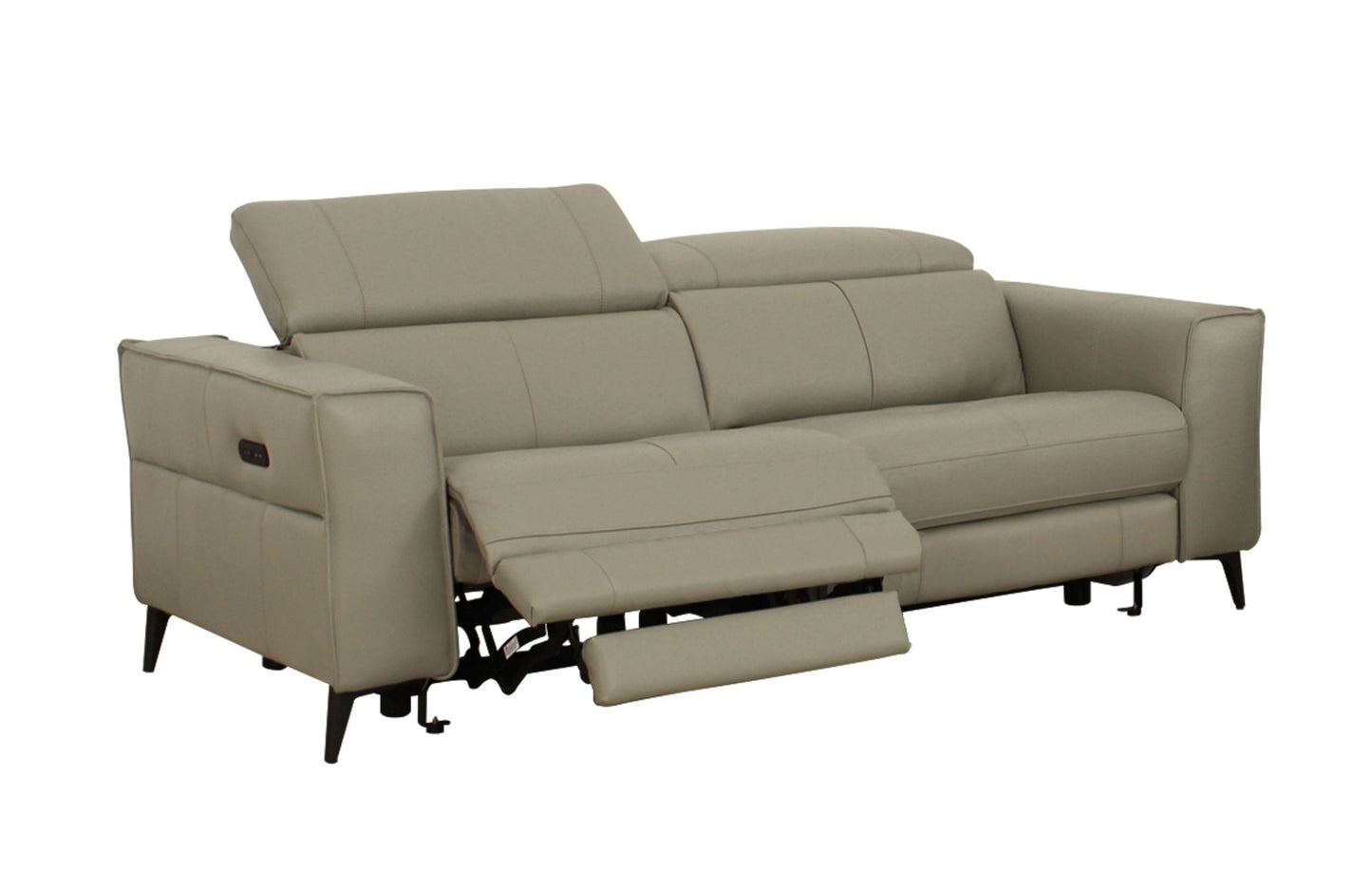 Divani Casa Nella - Modern Light Grey Leather Loveseat w/ Electric Recliners