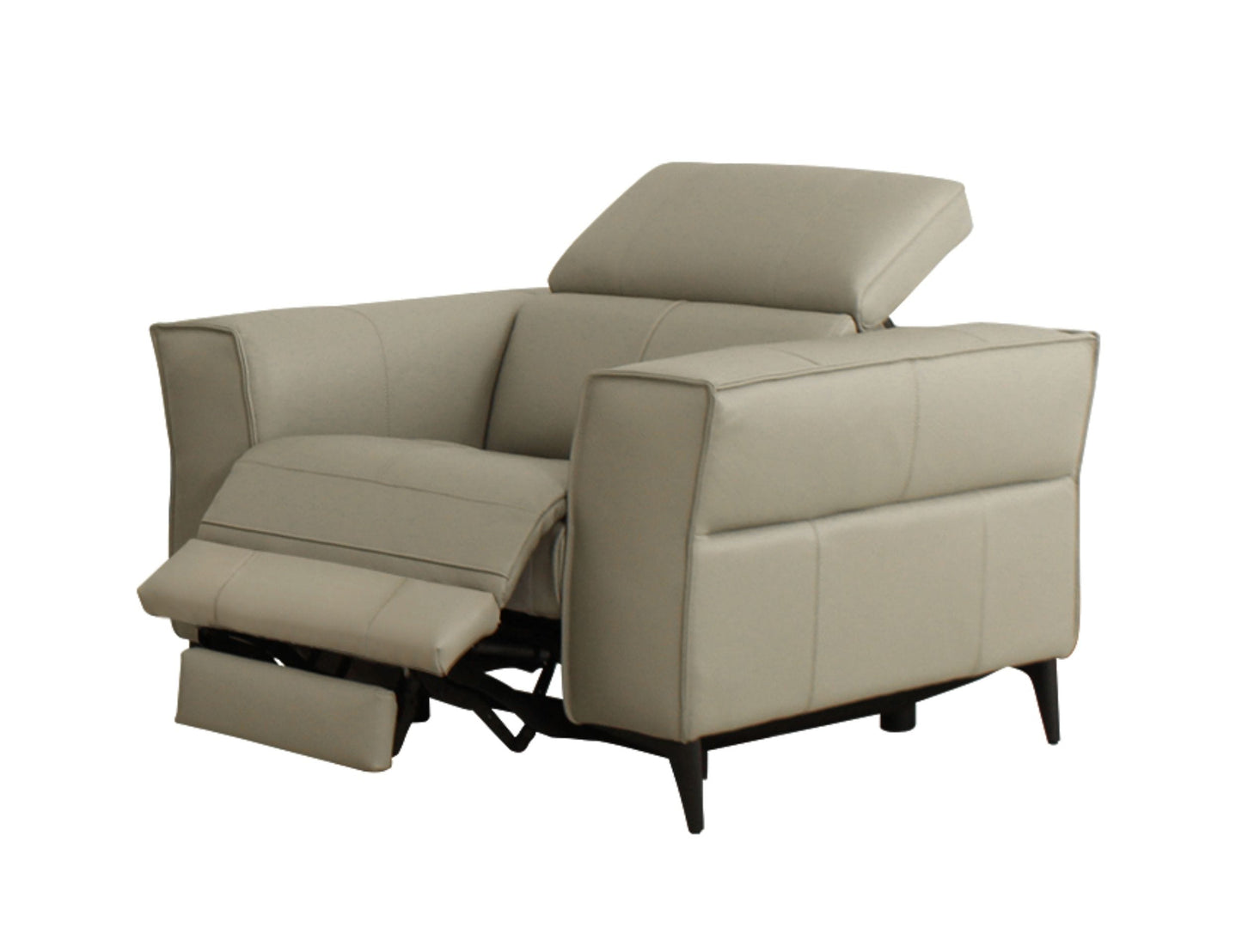 Divani Casa Nella - Modern Light Grey Leather Armchair w/ Electric Recliner