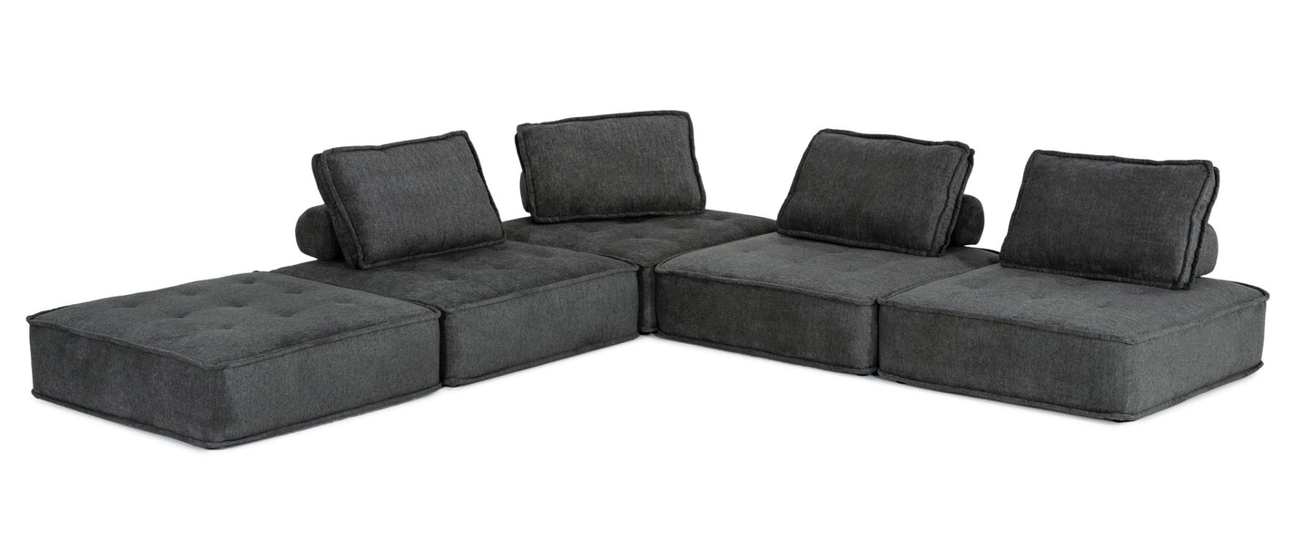 Divani Casa Nolden - Modern Dark Grey Fabric Modular Sectional Sofa