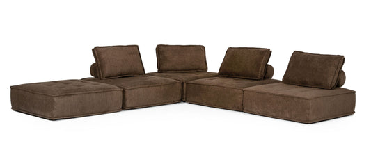Divani Casa Nolden - Modern Brown Fabric Modular Sectional Sofa