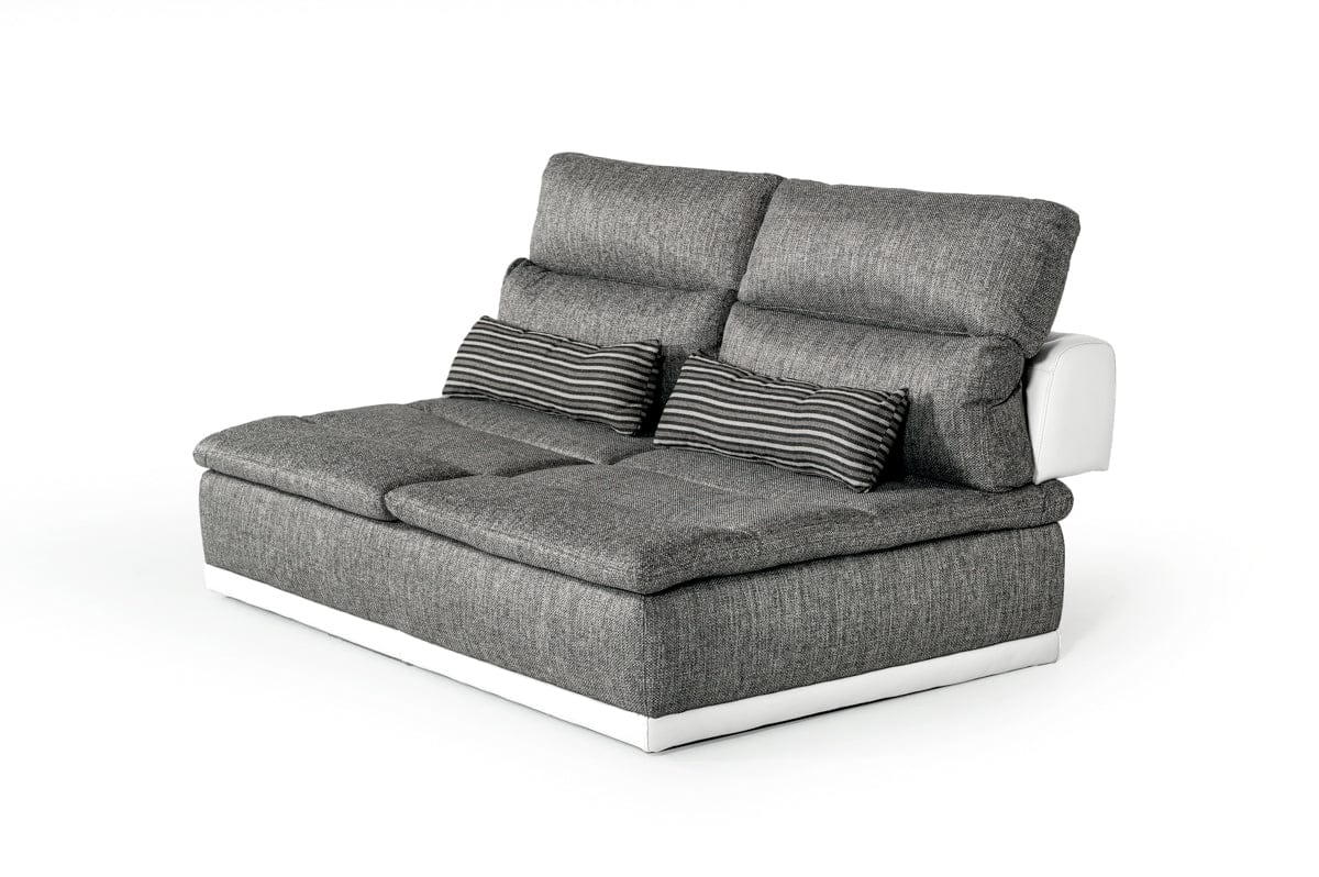 David Ferrari Panorama - Italian Modern Grey Fabric + White Leather Modular Sectional Sofa