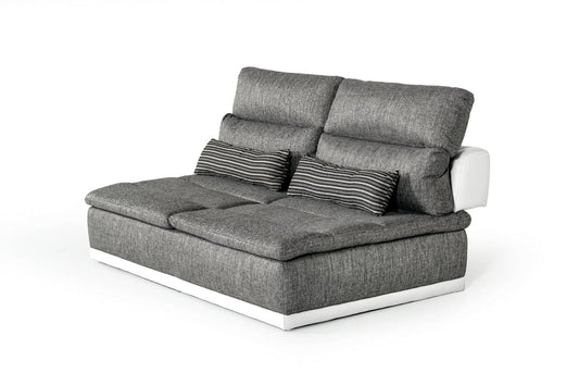 David Ferrari Panorama - Italian Modern Grey Fabric + White Leather Modular Sectional Sofa