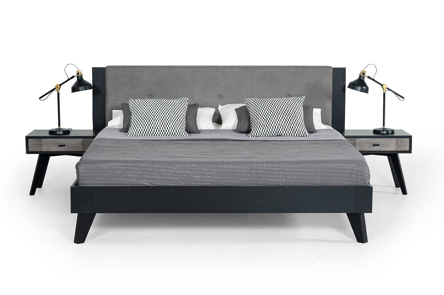 Queen Nova Domus Panther Contemporary Grey & Black Bed