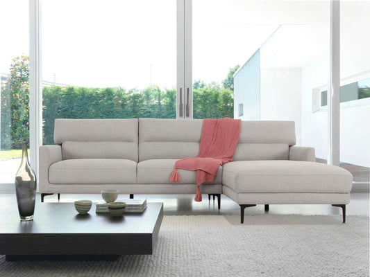 Divani Casa Paraiso - Modern Grey Fabric Right Facing Sectional Sofa