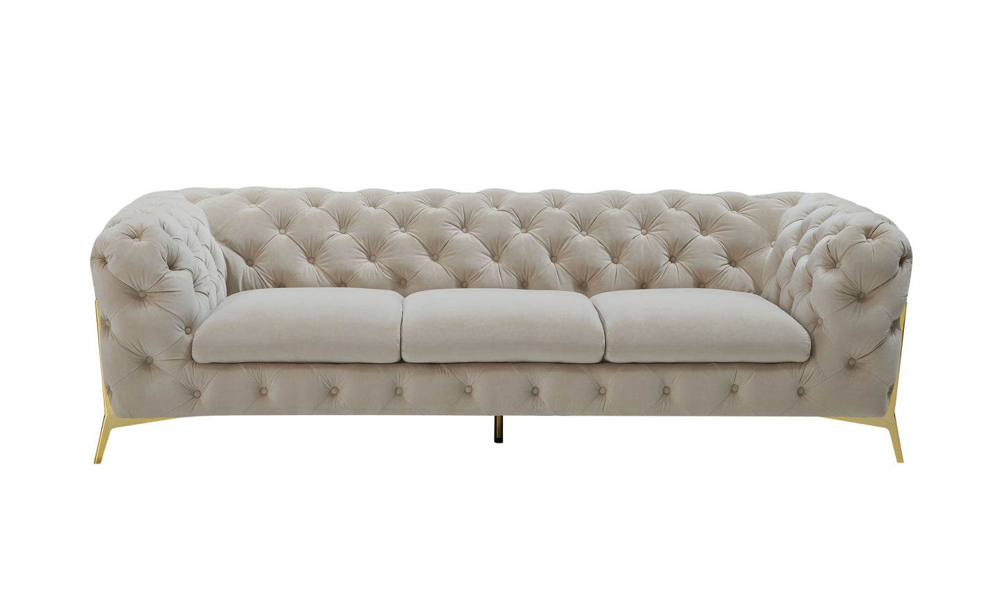Divani Casa Quincey - Transitional Beige Velvet Sofa