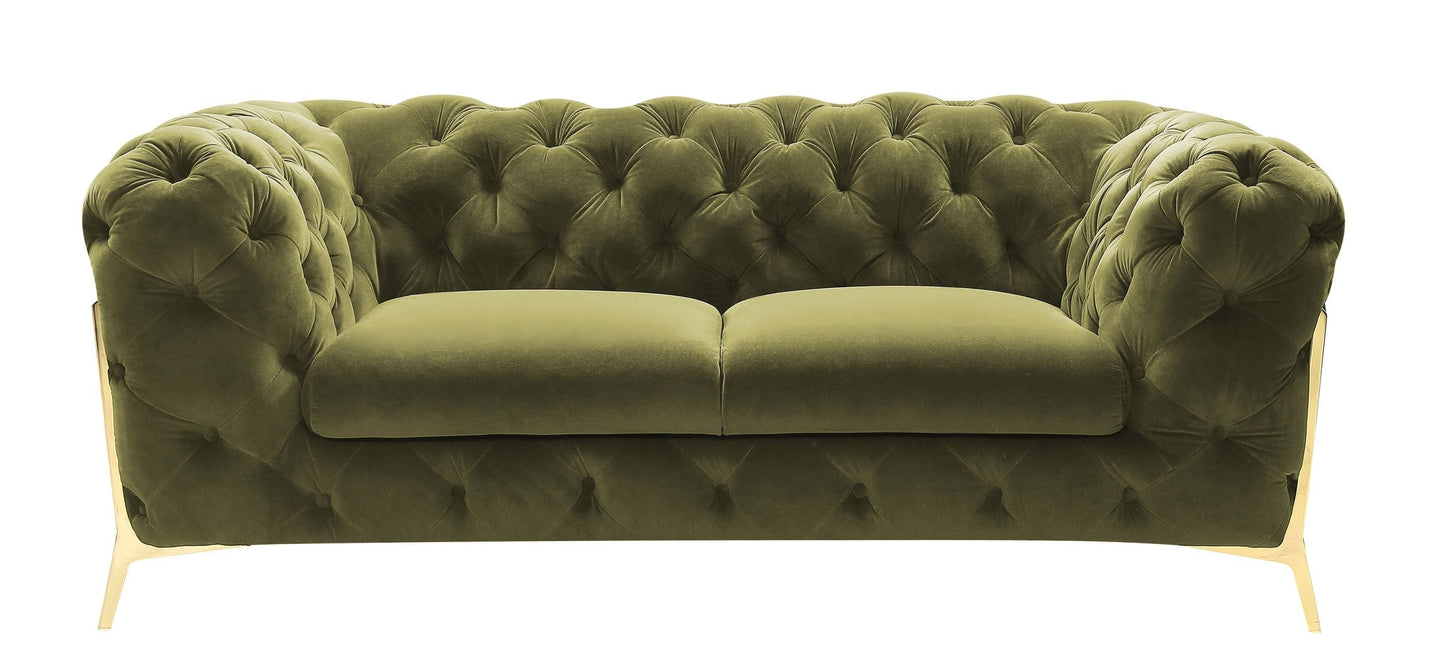 Divani Casa Sheila - Transitional Green Fabric Loveseat