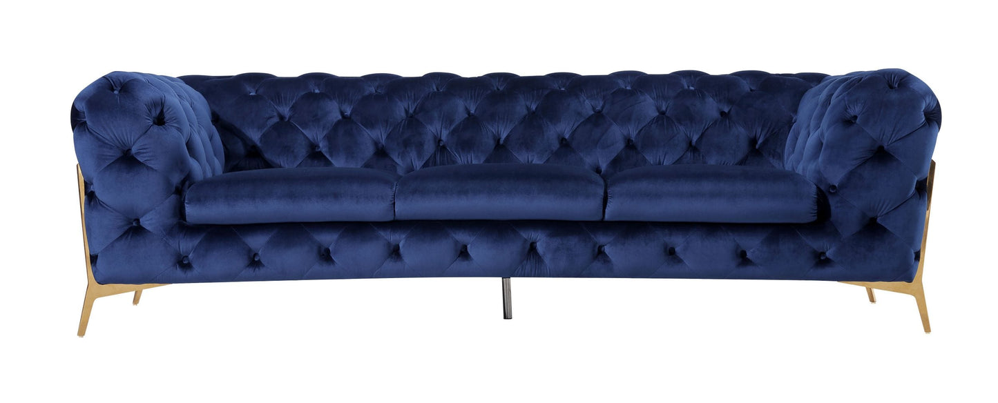 Divani Casa Sheila - Transitional Dark Blue Fabric Sofa