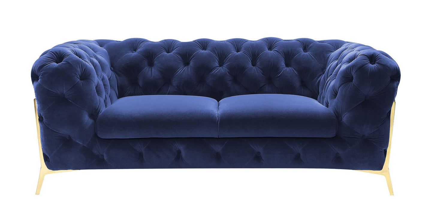 Divani Casa Sheila - Transitional Dark Blue Fabric Loveseat