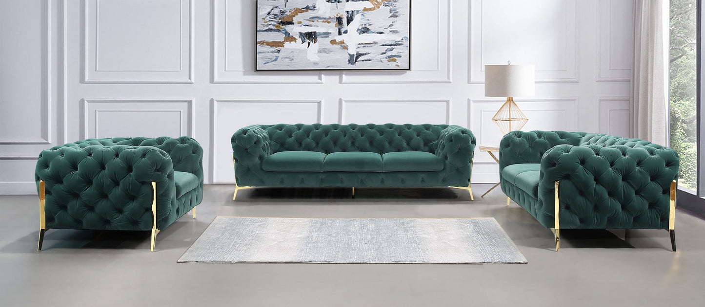 Divani Casa Sheila - Modern Emerald Green Fabric Sofa Set