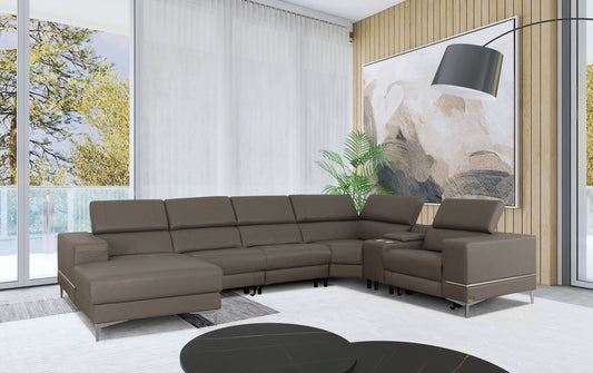 Divani Casa Stanton - Modern Taupe Sectional Sofa + Recliners