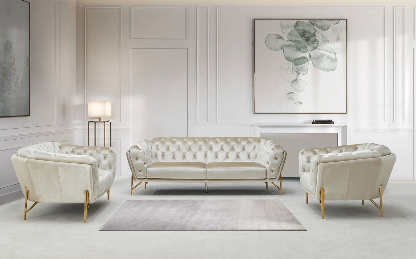 Divani Casa Stella - Transitional Beige Velvet Sofa Set