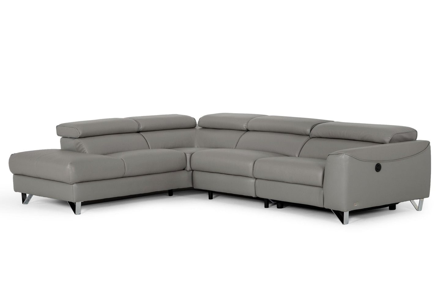 Divani Casa Versa - Modern Grey Teco-Leather Left Facing Sectional Sofa with Recliner