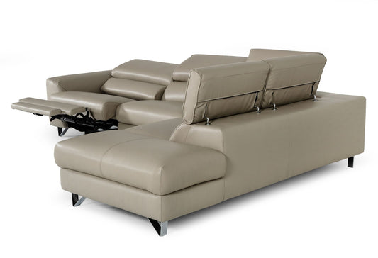Divani Casa Versa - Modern Light Taupe Eco-Leather Right Facing Sectional Sofa with Recliner