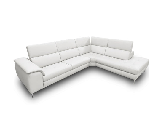 Coronelli Collezioni Viola - Italian Contemporary Grey Leather Right Facing Sectional Sofa