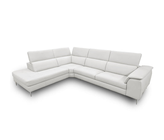 Coronelli Collezioni Viola - Italian Contemporary Grey Leather Left Facing Sectional Sofa