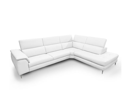Coronelli Collezioni Viola - Italian Contemporary White Leather Right Facing Sectional Sofa