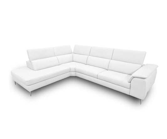 Coronelli Collezioni Viola - Italian Contemporary White Leather Left Facing Sectional Sofa