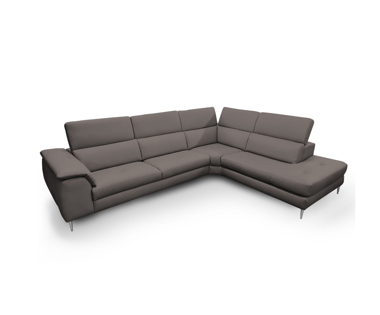 Coronelli Collezioni Viola - Italian Contemporary Grey Leather Right Facing Sectional Sofa