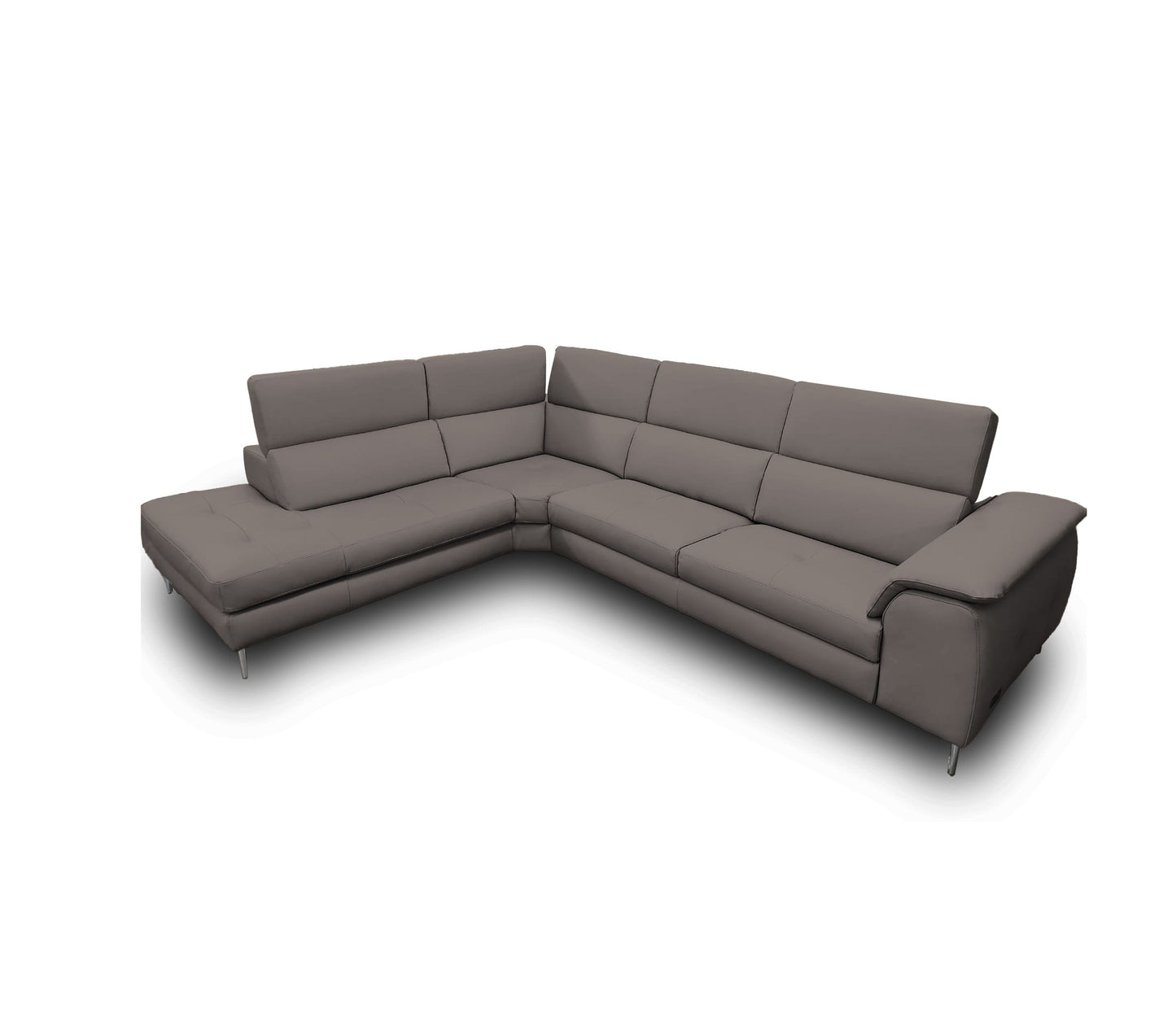 Coronelli Collezioni Viola - Italian Contemporary Grey Leather Left Facing Sectional Sofa