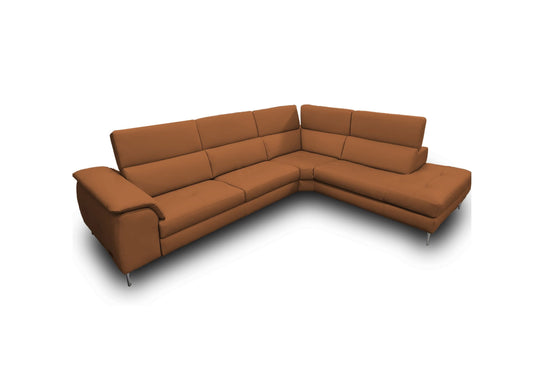 Coronelli Collezioni Viola - Italian Contemporary Cognac Leather Right Facing Sectional Sofa