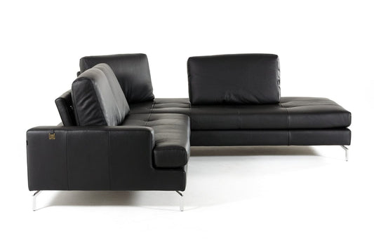 Estro Salotti Voyager - Modern Black Leather Right Facing Sectional Sofa