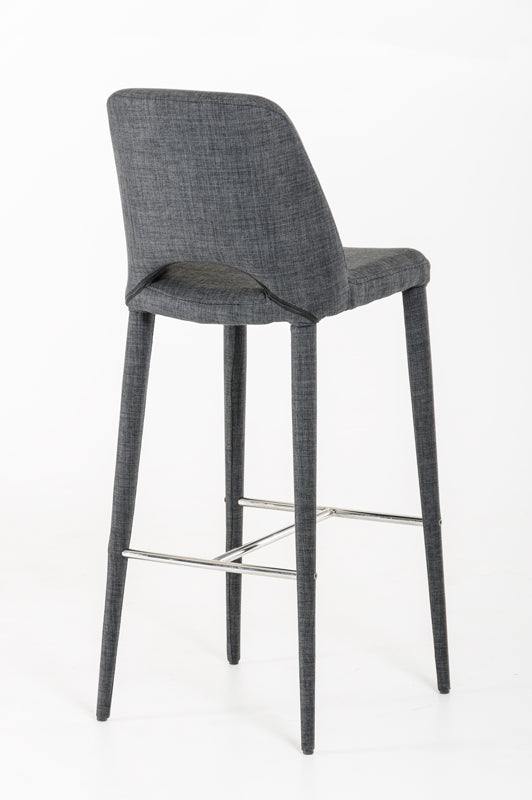 Modrest Williamette Mid-Century Dark Grey Fabric Bar Stool