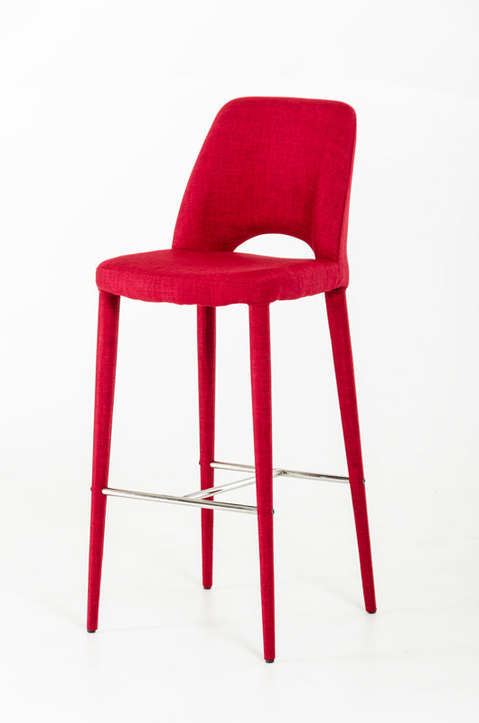 Modrest Williamette Mid-Century Red Fabric Bar Stool