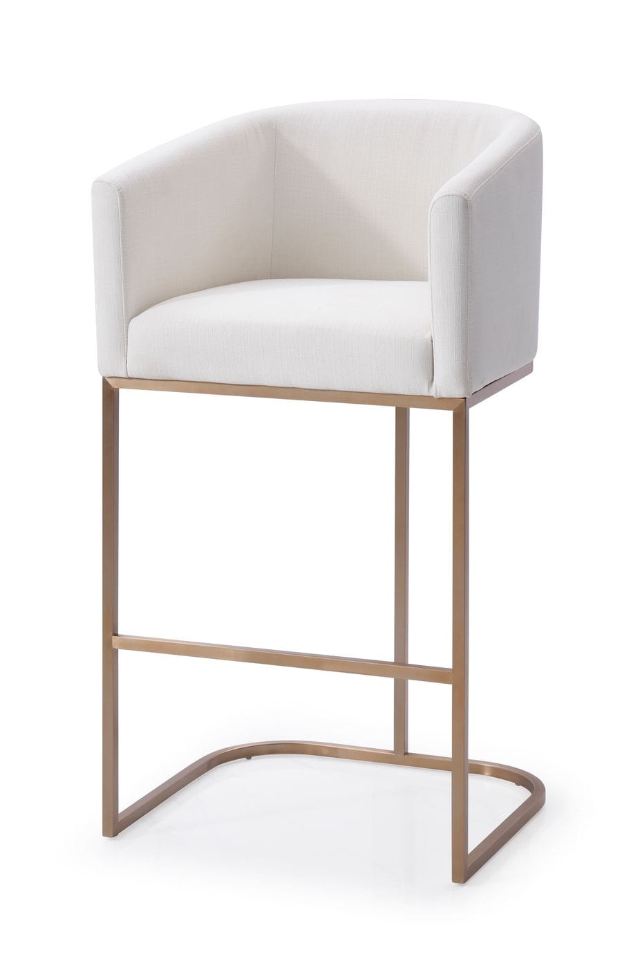 Modrest Yukon - Modern White Fabric & Brushed Bronze Bar Chair