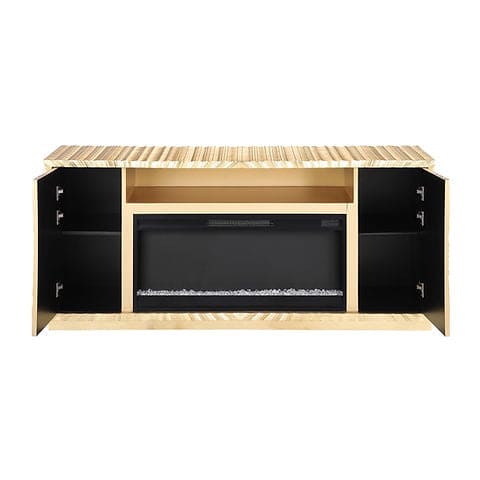 Item: W2721-168 CAYBERRY WITH FIRE PLACE Color: Black  Material: Engineered Wood Size: 59.65" W x 15.55" D x 24.17" H Weight: 130 lbs. Cuft: 16.01
